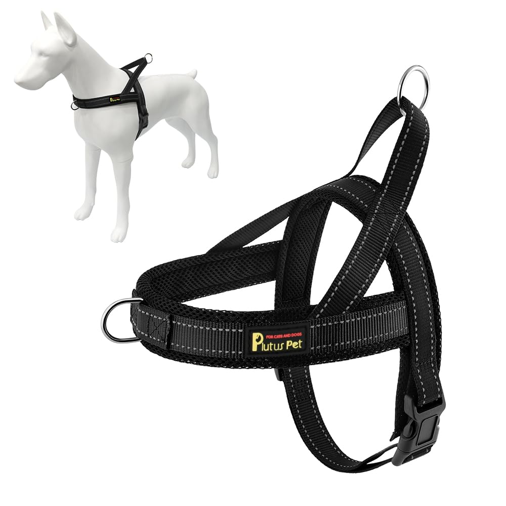 Photo 1 of Plutus Pet No Pull Dog Harness with Breathable Mesh Padded, Adjustable Reflective Escape Proof Dog Harness, Quick Fit Dog Vest Harness for Small Medium Large Dogs(L, Black)
