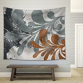Vector - Abstract Vintage Background with Leaf - Fabric Wall Tapestry Home Decor - 51x60 inches