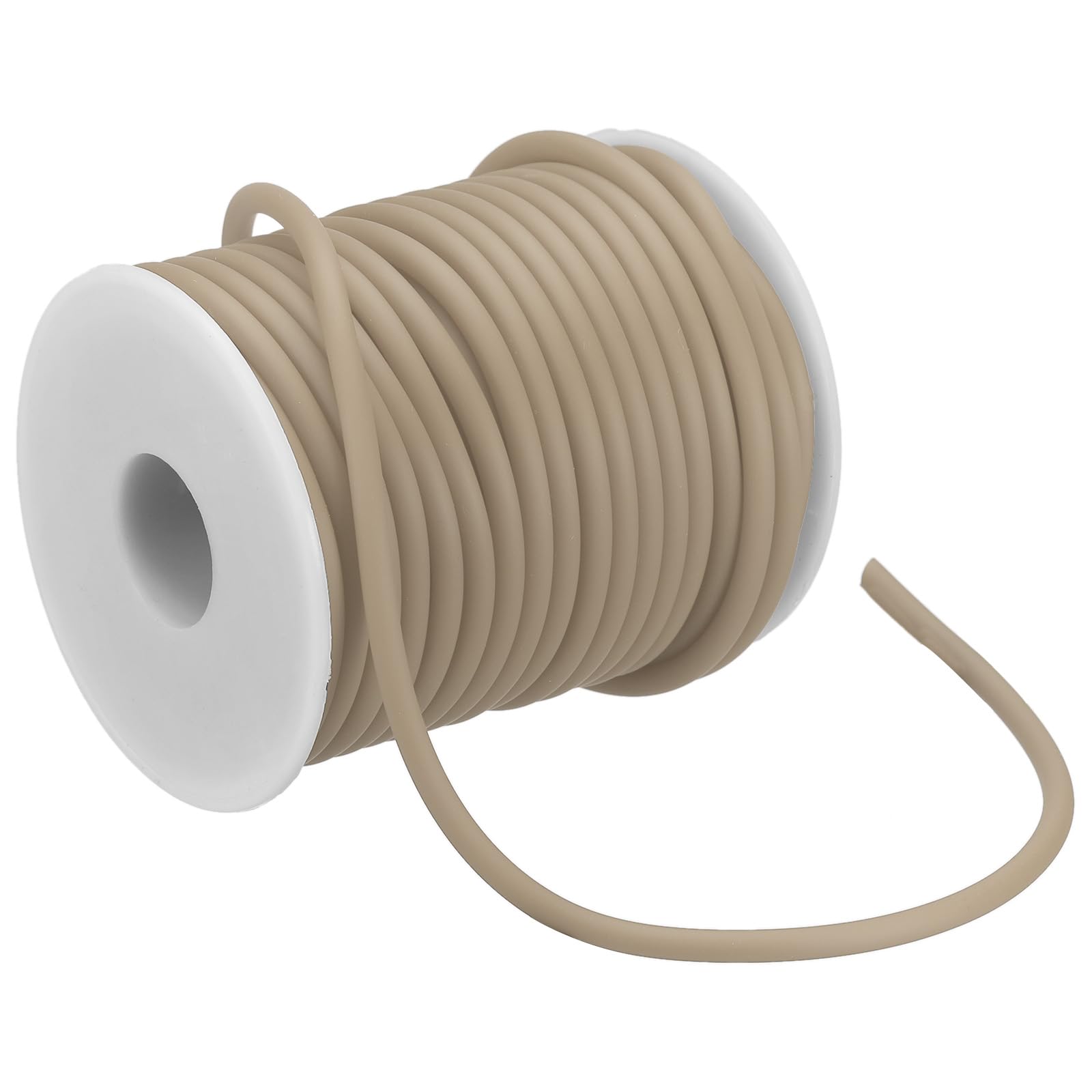 PATIKIL Hollow Pipe Rubber Cord 16 Yards 4mm, PVC Rubber Tube Cord 2mm Hole with Plastic Spool for Knitting Beading DIY Craft, Cream