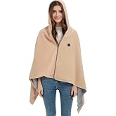 Heated Shawl Wraps for Women Men - Electric Blanket with Hoodie, Winter Warm Shawl Heating Scarf for Camping Fishing(NO Powerbank)