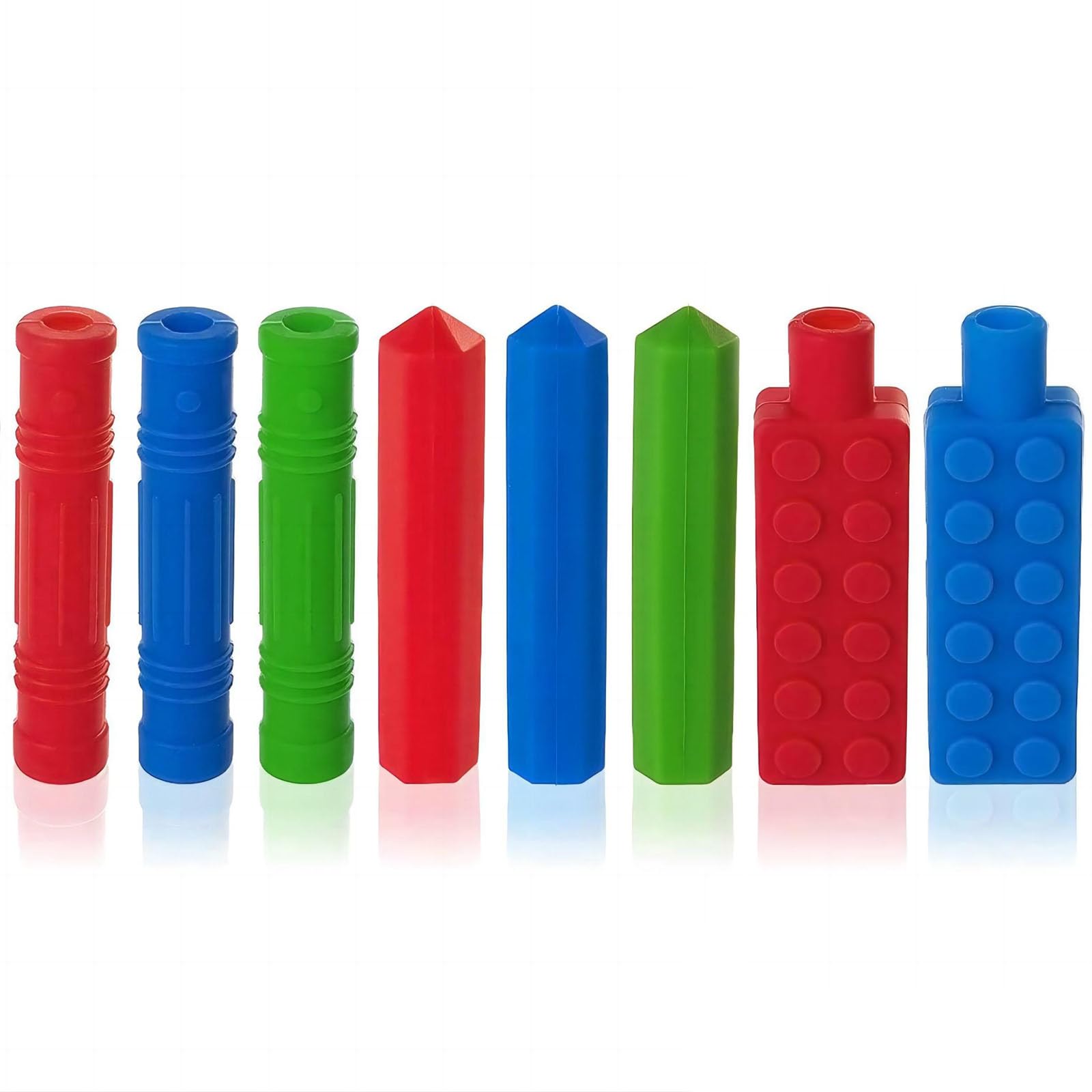 ANSUG 8 Pcs Pencil Topper Chewable, Silicone Sensory Chews Pen Top for Special Needs, Autistic, Anxiety