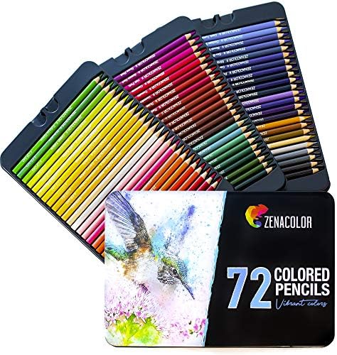 72 Coloured Pencils Set, Numbered, with Steel Field – 72 Coloring Pencils for Grownup Coloring Books