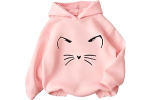 PATPAT Girls Graphic Hoodies Size 4-14 Years Long Sleeve Cartoon Print Pullover Hooded Sweatshirt Cute Casual Tops for Girl