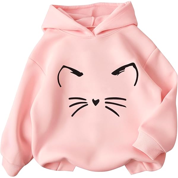 Amazon.com: MakeMeChic Girl's Cute Ear Cat Print Crop Hoodie Drop