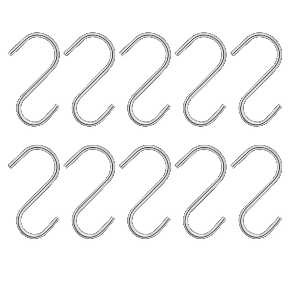 Bestomz 100pcs Heavy Duty Stainless Steel S Shaped Hooks Kitchen Spoon Pan Pot Utensils Clothes Hanger Lock Over Door Wardrobe Clothes Rack Tool