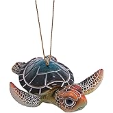 Sea Turtle Christmas Ornament, Blue Nautical Holiday Decor, 3.5 Inches