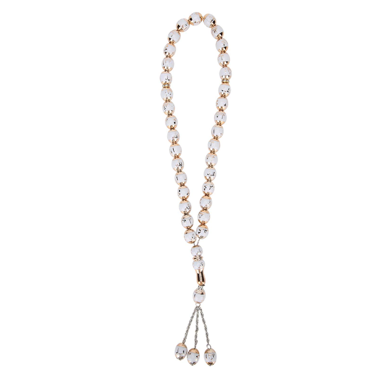 Buachois Prayer Beads Buddhist Bracelet Resin Unisex Muslim Prayer Beads Round Rediing Words Religious Rosary Worship Supplies Hanging Decor 7 Colors(white)