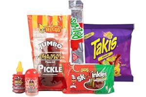Fountain City Fulfillment Chamoy Pickle Kit - Deluxe Chamoy Pickle Set with Chamoy Pickle, Takis Fuego Rolled Tortilla Chips, Lucas Swinkles Salsaghetti Mexican Candy Strings, Lucas Chamoy Powder, Lucas Chamoy Gusano (1 Takis Fuego Pickle Pack)