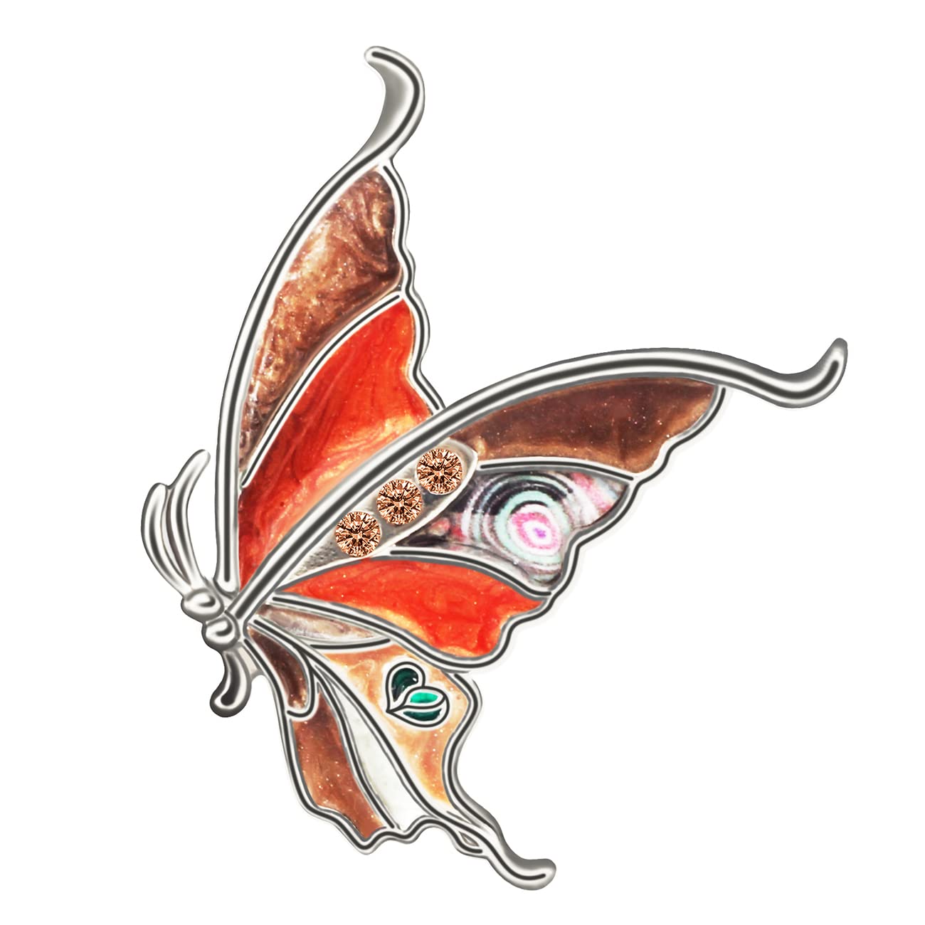 BONSNY Alloy Flying Butterfly Brooch Enamel Pins Insect Jewellery for Women Girls Clothing Scarf Party Charms Gift (Brown)