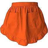 CBTRFASHION Women’s Waist Aprons with White Pockets Half Server Home Waitress Vintage Servant Apron for Kitchen Cooking
