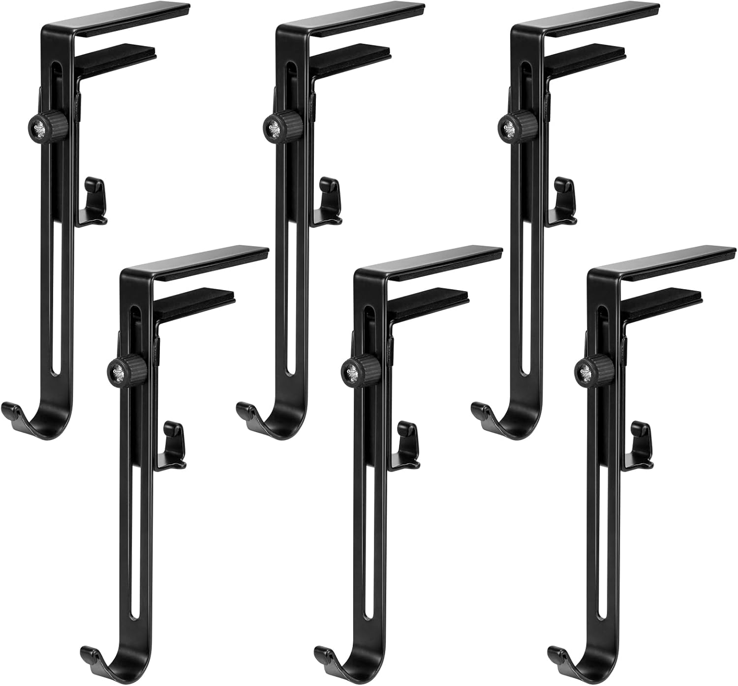 Ornament Hooks - FTUREERA Christmas Stocking Holder for Mantle Set of 6, Adjustable Black Non-Slip Metal Stocking Hangers, Mantle Hooks for Stockings Garland Balls Fireplace Decoration Supplies