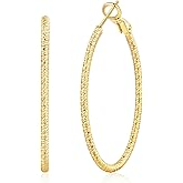 OOOPEL Gold Hoops Earrings for Women, 14k Real Gold Plated Big Earring Hoops Lightweight Earrings Hypoallergenic Large Sterling Silver Hoop Earring for Women 30MM 40MM 50MM 60MM