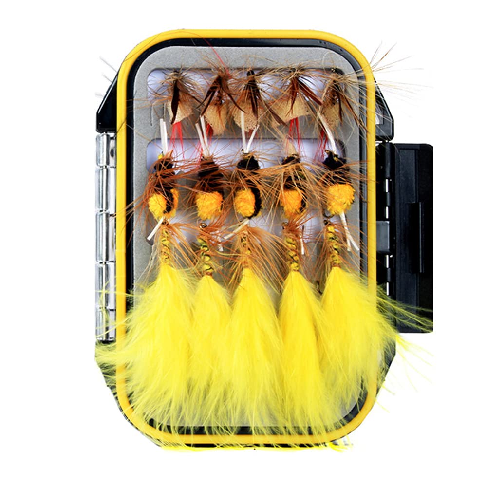 ANCLLO 30Pcs Fly Fishing Flies Kit Fly Fishing Lures, Fly Fishing Dry Flies Wet Flies Assortment Kit with Waterproof Fly Box for Trout Fishing