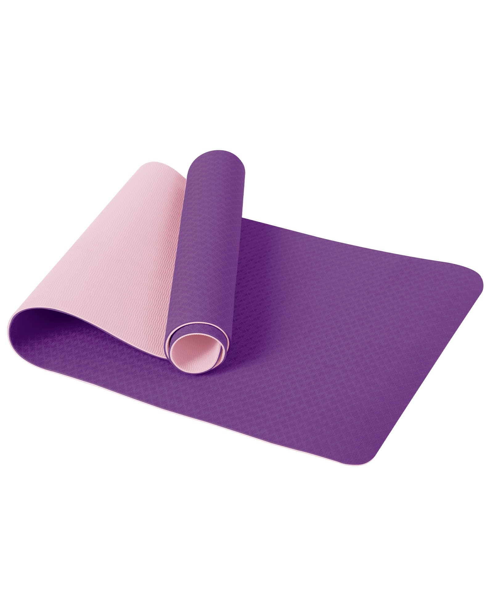 Good Nite Yoga Mat TPE Non-Slip Exercise Fitness Pilates Gymnastics Training Sport Mat Turn Mats Floor Gym with Carry Strap 183 x 61 x 0.6 cm (Purple/Pink)