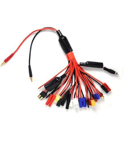 Cable Divisor 10 En 1 Para Cargador De Baterías RC Lipo – Conecta XT60H A TRX, Tamiya, Futaba, JST, XT90, XT60, XT30, EC3 Y EC5 Conector XT60H A XT90