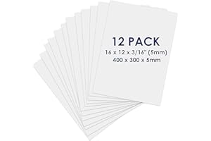Foam Board 12 x 16 x 3/16" - Premium 12 Pack - White Poster Board, Acid Free, Double Sided, Rigid, Sign Board Foamboard for M