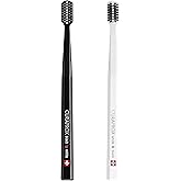 Curaprox Toothbrush Duo, Black and White, 2-Pack, Whitening-Friendly | Angled Brush Head, Sensitive for Teeth and Gums, Gentle Plaque Removal, Activated Charcoal Filaments, Swiss Oral Care