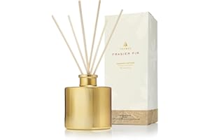 Thymes Frasier Fir Reed Diffuser Set – Includes Reeds, Fragrance Oil, and Frosted Glass Bottle – Fragrance Oil Diffuser – Room Fresheners – Luxury Home Decor – Gold (Gilded, 4 fl oz)