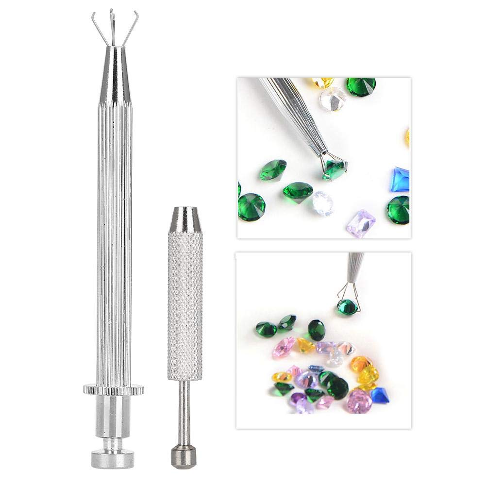 yuyte Jewelry Tweezer With 4 Claws, Jewelry Pick-up Tool, Diamond Gems Prong Catcher and Grabber, Ideal for Beading, Watch and Eyeglass Repair(Long and Short)