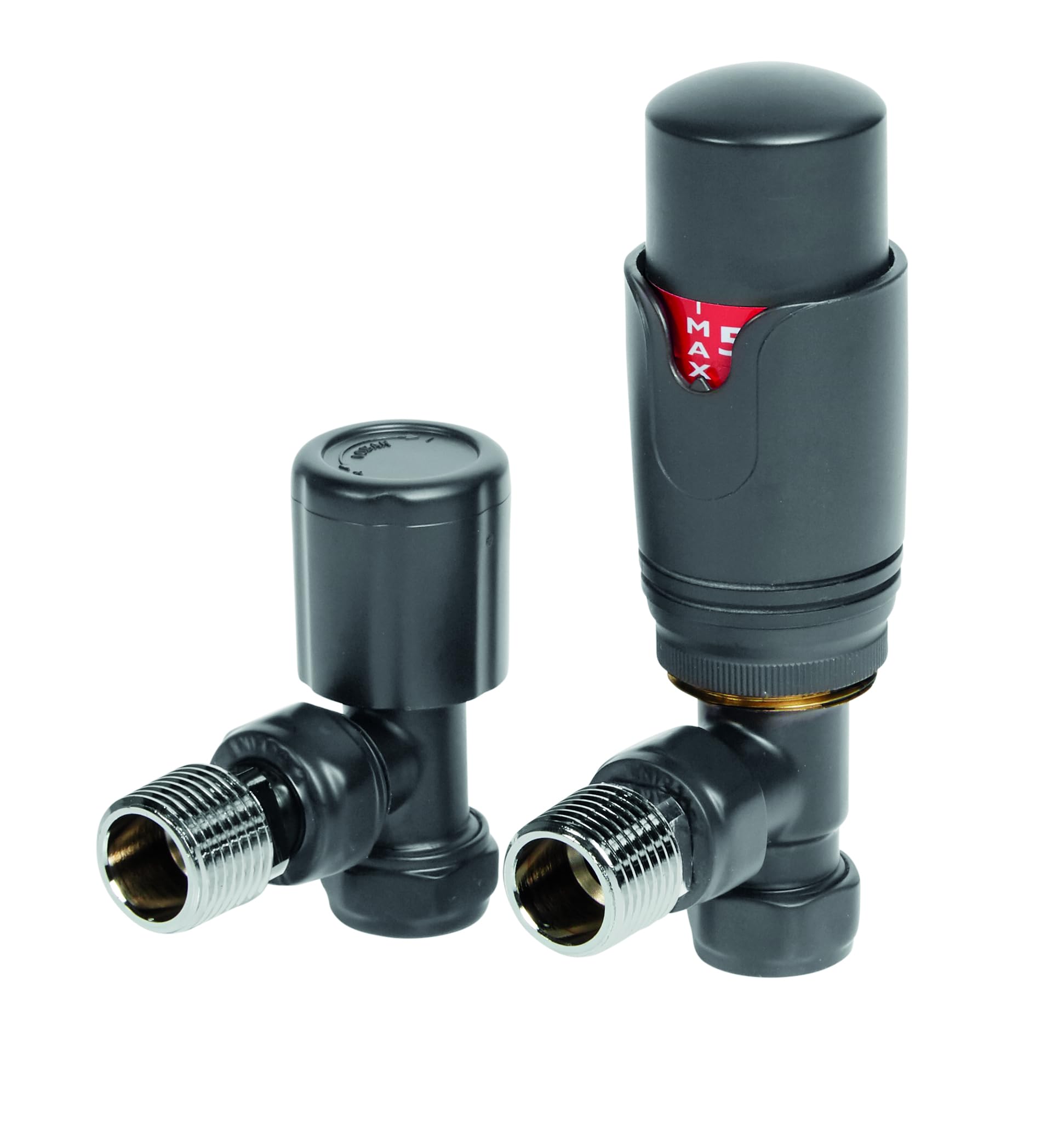 Thermostatic Radiator Valves and Angled Lockshield Valve - Classy and Modern Design 1/2" x 15mm Angled Radiator Valves (Anthracite)