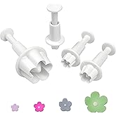 4Pcs Flower Plunger Cookie Cutters | Silicone Blossom Fondant Mold for DIY Cake Decorating | Wedding Sugarcraft Baking Tools