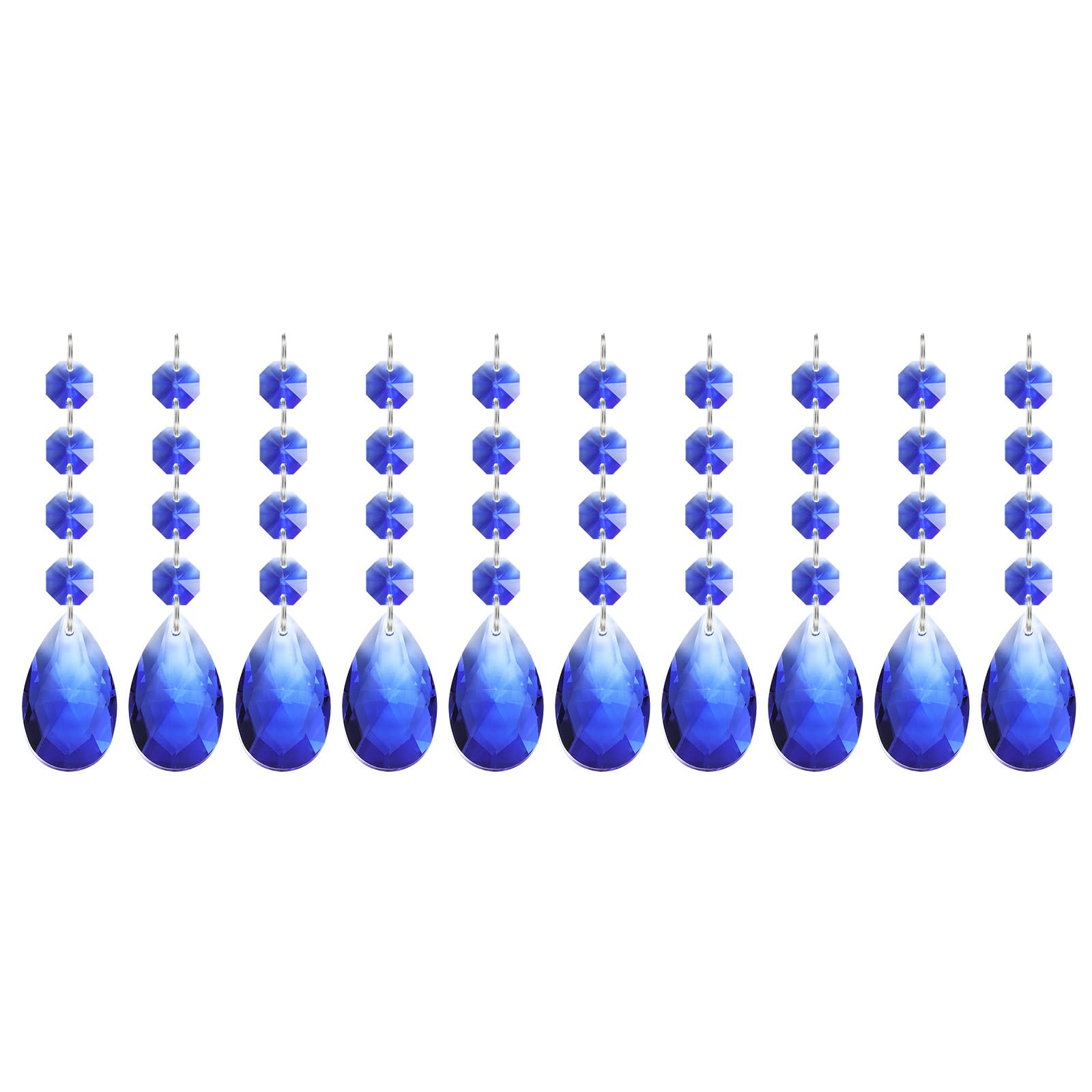 PATIKIL Teardrop Crystal Chandelier Pendants Beads, 10 Pack 125mm Length 38mm Chandelier Prisms Parts Ornaments Hanging Beads for DIY Arts Crafts Decoration, Blue