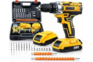 Furadeira e Parafusadeira de Impacto Sem Fio com LED 2 Baterias Recarregáveis Bi-volt e Acessórios Maleta Completa para Uso Profissional e Doméstico Linha Premium