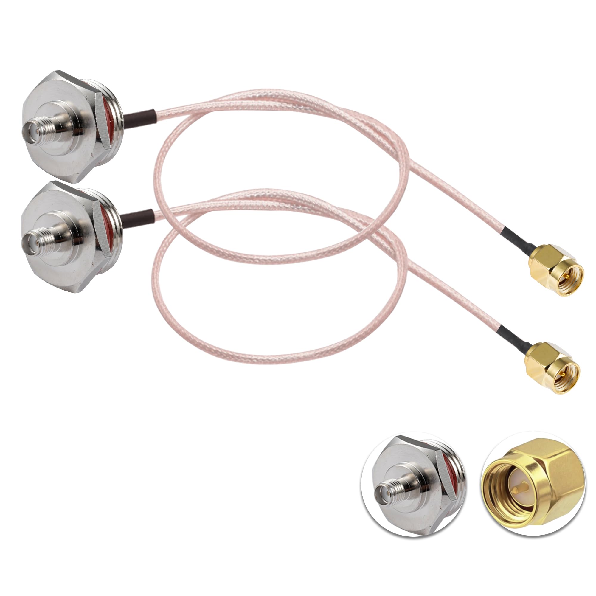 Vecys 2PCS SMA Cable SMA Male to Female Waterproof Box M20 12" /30CM RG316 RF Low Loss Coaxial Cable for Router Antenna Signal Enhancer Wireless Adapter