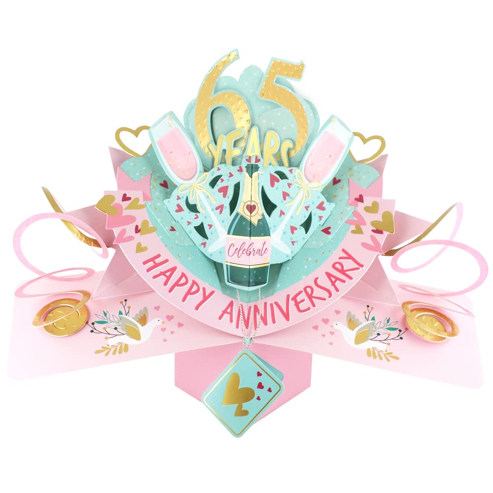 65 Years Happy 65th Anniversary Pop-Up Greeting Card Love Kate's 3D Pop Up Cards POP216MC65