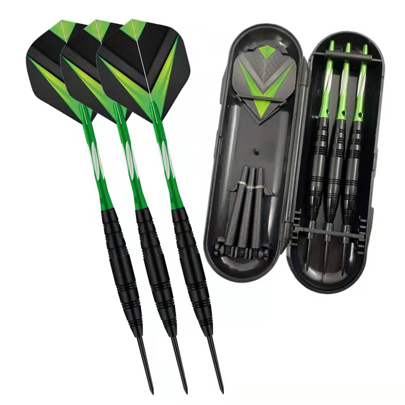 Aiqilai Darts Set 3 Pack,23g Professional Steel Tip Dart with Aluminum Shafts(+3 More Spare Shafts) and 6pcs Flights And Darts Case