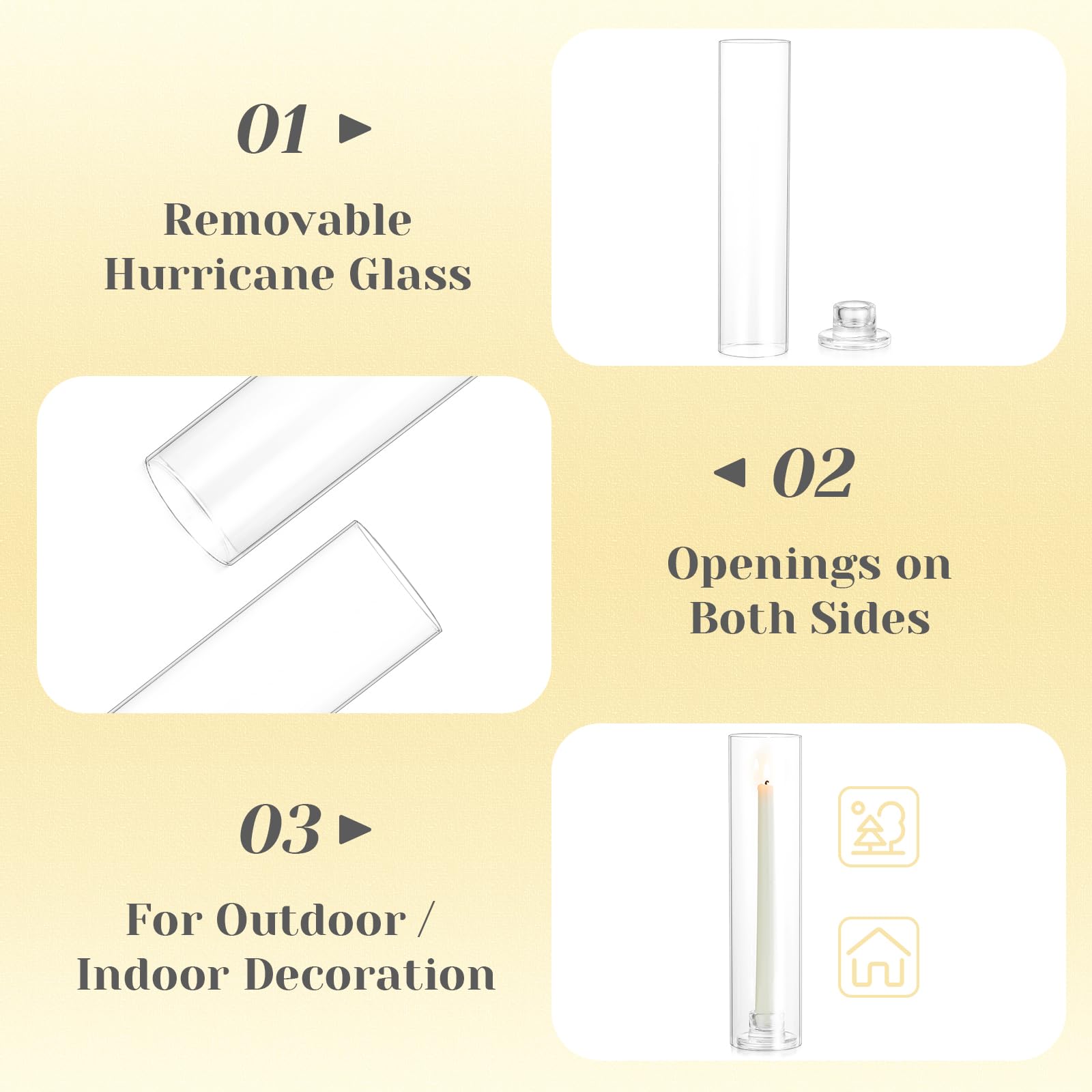 Condition photo showing New/Like New for hewory hurricane glass candlestick holders : 2 pcs clear taper candle holders for candlesticks - hurricane glass candle stick candle holders bulk for table centerpiece wedding christmas home decor 2pcs