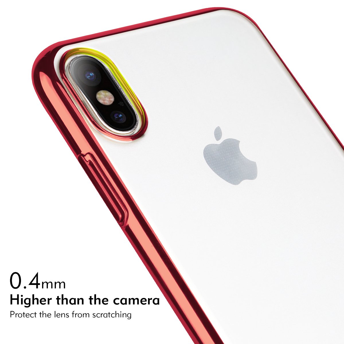 iPhone X Protective Case, Benks PC Clear 1mm Ultra Thin Case Cover Shockproof Transparent Back for iPhone X-5.8 inch (Red)