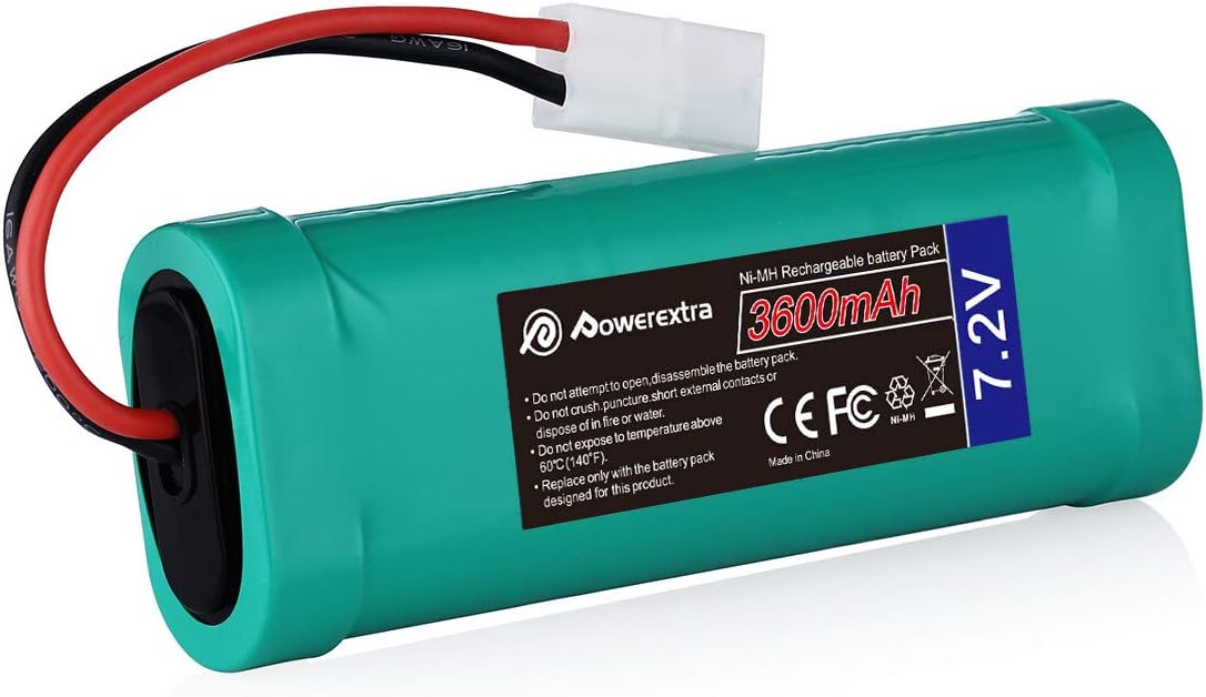 Powerextra 7.2V 3600mAh High Capacity Rechargeable 6-Cell NiMH Battery Pack Low-self Discharge with Standard Tamiya Connectors Compatiable RC Cars, RC Truck, RC Airplane, RC Helicopter, RC Boat: Home Audio & Theater