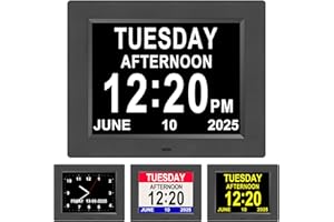 Digital Day Calendar Clock with Day and Date Time for Elderly-Large Display Dementia Clocks for Senior-Large Number Digital C
