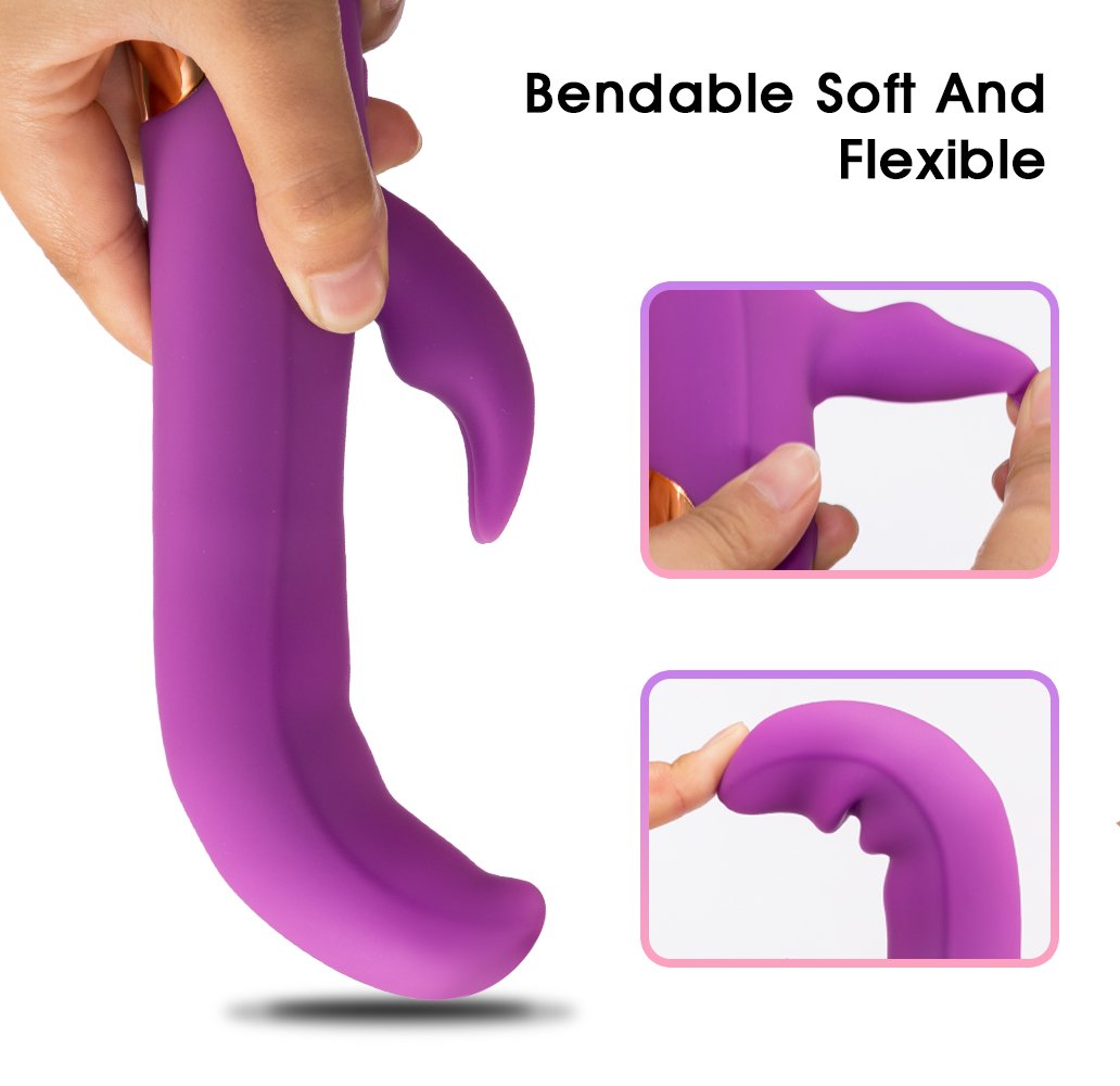 Fondlove Rabbit Vibratoren für sie Klitoris und G Punkt Vibration mit 12 Frequenz 7 Vibrationsmodi Dual Motor automatischer Stoßfunktion Beheizbar Wasserdicht Extrastark Wiederaufladbar Erotik Sexspielzeug