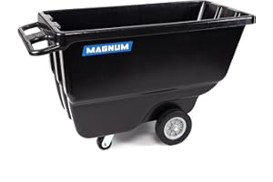 Magnum Tool Tilt Truck, 1/2 Cu. Yd. Capacity Dump Cart with Heavy Duty 12” Wheels & 5” Casters for Handling, Transporting on Construction Jobsites, 750 lbs, Trash Cart with Wheels DUC12A