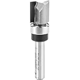 Amana Tool 45487 Flush Trim Template Bit 1/2 D x 1/2 CH x 1/4 SHK w/ BB | Carbide Tipped Router for Handheld or Table-Mounted Pattern Routing, Internal Cuts, and Joints