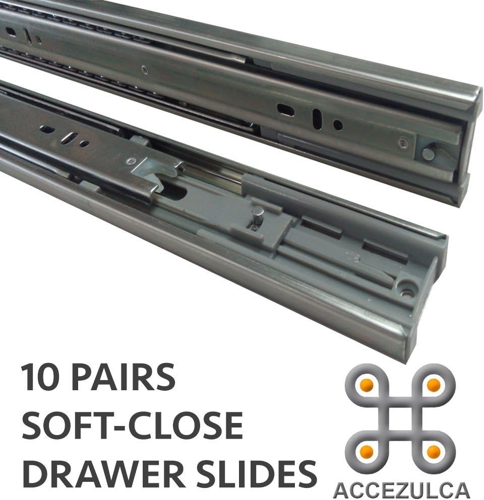 Pack 10 Pairs Accezulca Soft Close Drawer Slides 20 Inches