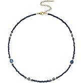 ERNAULO Beaded Necklaces for Women Summer Beach Beaded Necklace Bead Choker Boho Necklaces for Women Handmade Summer Jewelry Stainless Steel 18K Gold Plated
