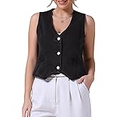 CIMUK Women's Denim Vest V Neck Button Down Sleeveless Waistcoat Vest Top Western Outfits Casual Jean Vests