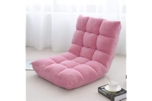 GIANTEX 14-Position Floor Sofa, Folding Gaming Sofa Chair, Comfy Cushions & Study Steel Frame, Angle Adjustable Sleeper Bed, Couch Recliner (Pink)