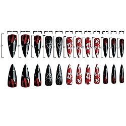 24 Pcs Stiletto Press on Nails Long Halloween