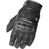 ScorpionEXO Klaw II Men's Short Cuff Hook and Loop Leather Motorcycle Riding Gloves Rib-Stretch Knuckle