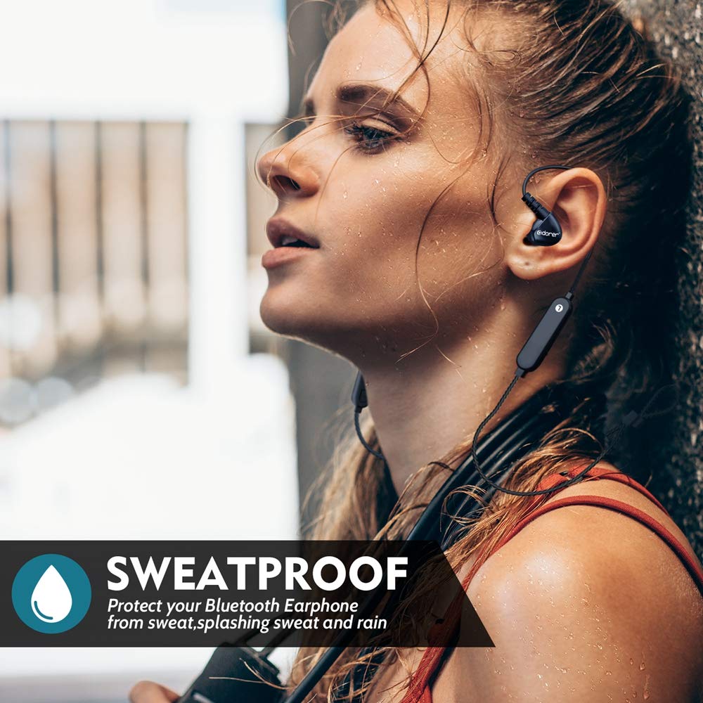 Wireless Earphones, Adorer B2 Sweatproof Bluetooth Heaphones for Sport, Running and Gym, 8 Hours Playtime, IPX4 Waterproof, Noise Isolating Earbuds (Black)