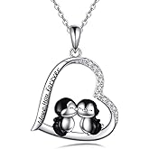 YAFEINI Animal Necklace S925 Sterling Silver Cat/Penguin/Pig/Duck/Elephant/Peacock/Capybara/Horse Pendant Necklace Animal Jewelry Gifts for Women Mom Wife