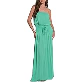 ELAN Women's Strapless Maxi Dress with Elastic Drawstring Waistband