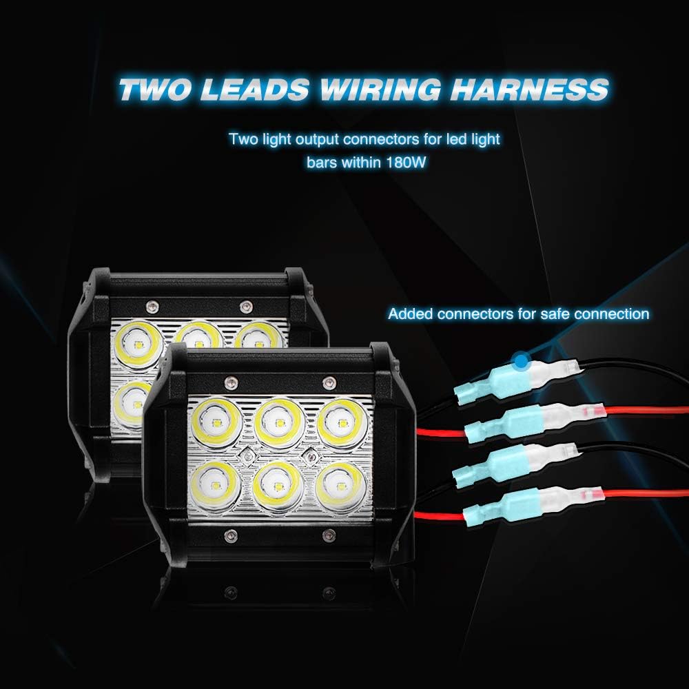 Nilight LED Light Bar Wiring Harness Kit - 2 Leads 12V On Off Switch Power Relay Blade Fuse for Off Road Lights LED Work Light, 2 Years Warranty: Automotive