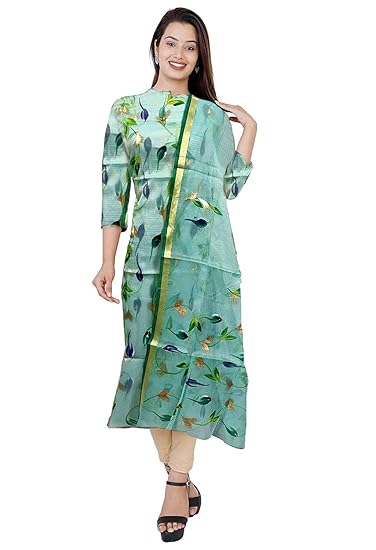 Nikhilam Hand Brush Painted Cotton Suit Dress Material for Womens (Multicoloured)
