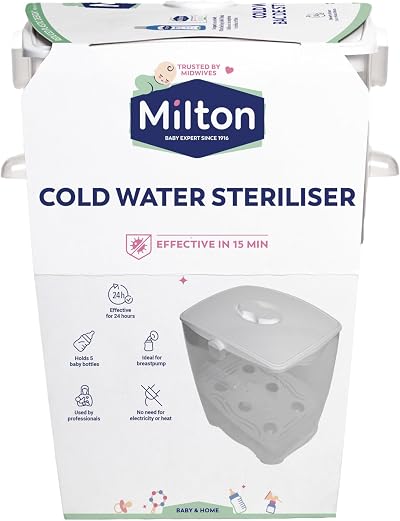 Milton Cold Water Steriliser 99% Germ Kill 15 Min 6 Bottles White