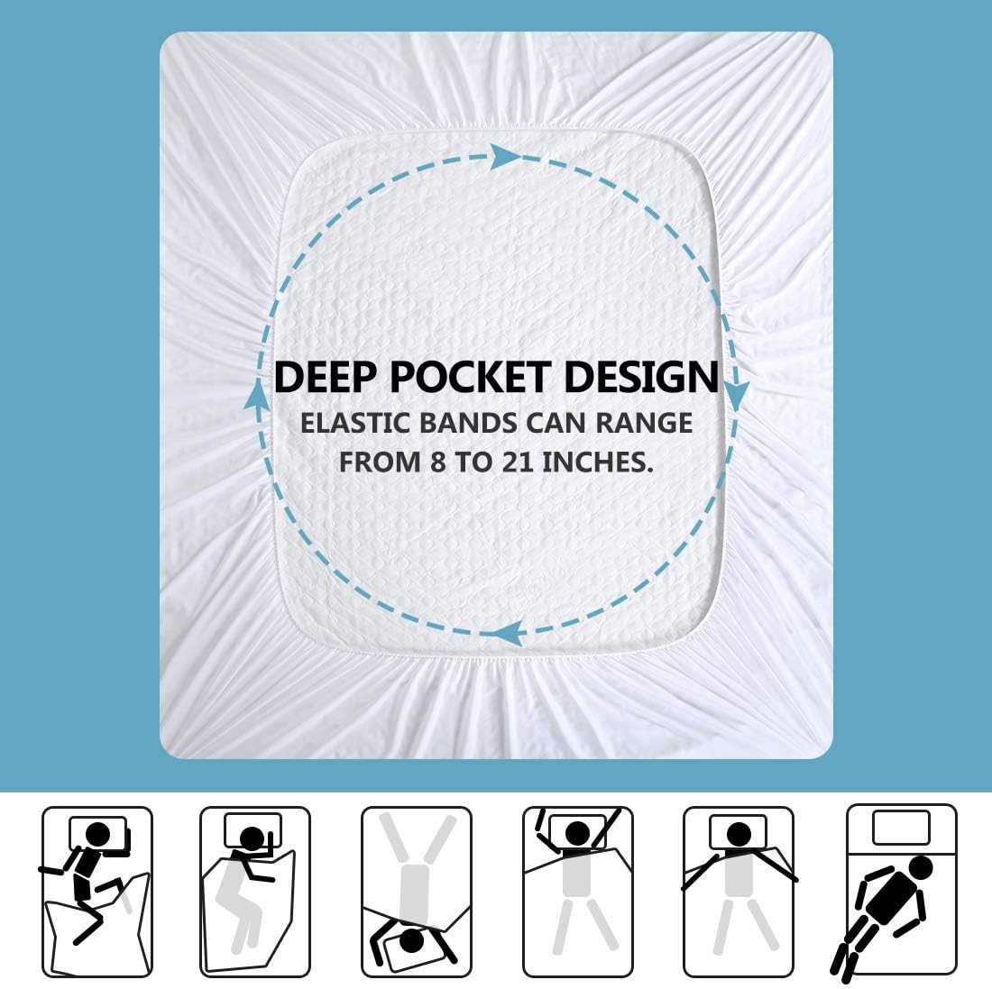 KARRISM Queen 100% Waterproof Mattress Protector, Breathable & Noiseless Mattress Pad Cover, 3D Air Fabric,Fitted 8-21 Inch Deep Pocket,Vinyl Free : Home & Kitchen